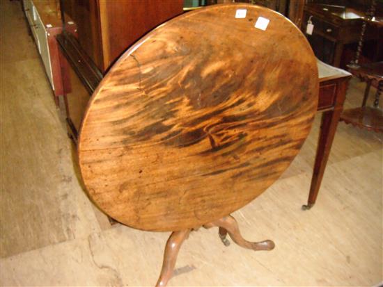 George III  circular mahogany tilt top tea table, height reduced